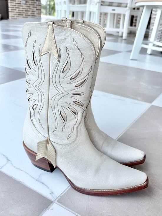 Lucchese Shoes - Lucchese x Kacey Musgraves White Leather Western Cut Cowboy Boots